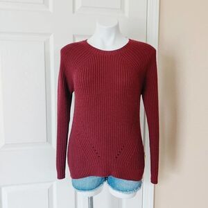 Sienna Sky ribbed burgundy pullover sweater sz M